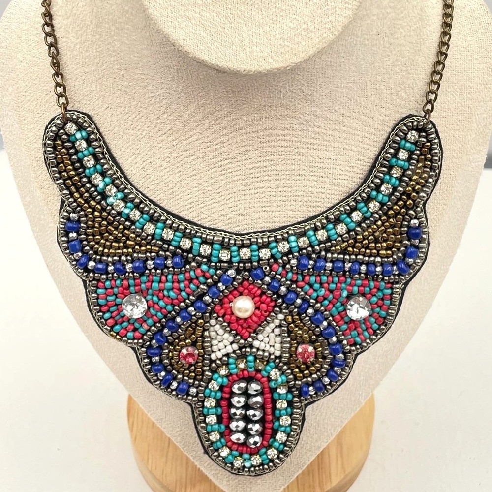 Vintage Boho Seed Beads Ethnic Necklace Statement Women's Classic Jewelry 90s